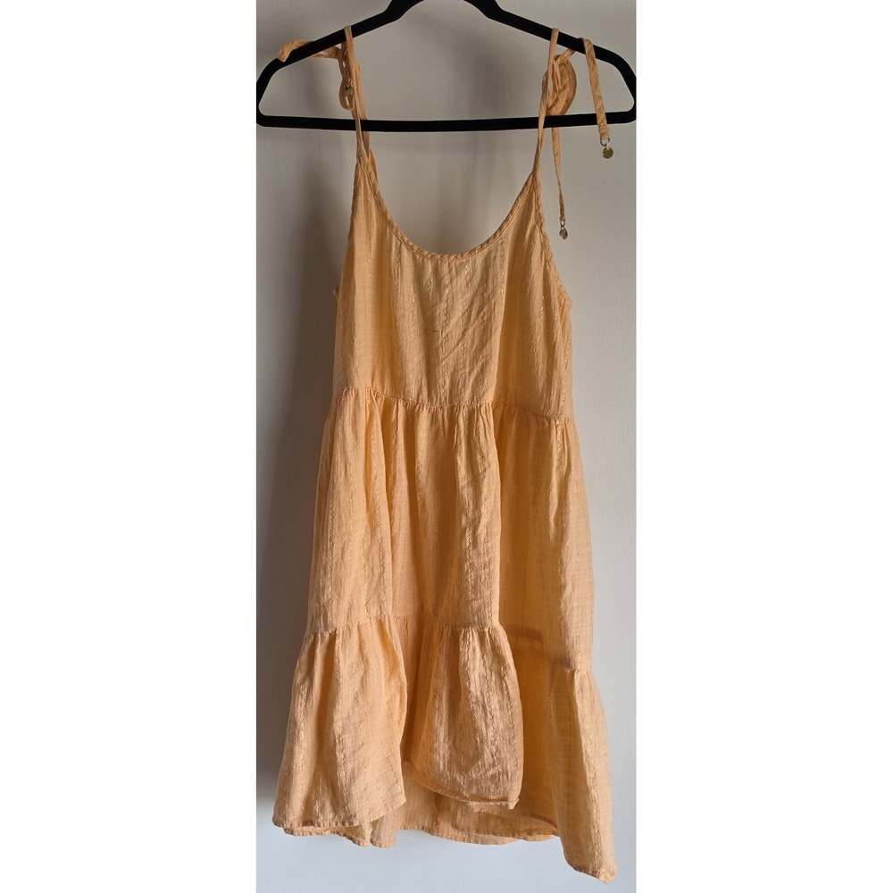 Aerie Sundress Women M Orange Striped Sleeveless Boho Casual Mini Dress Gown